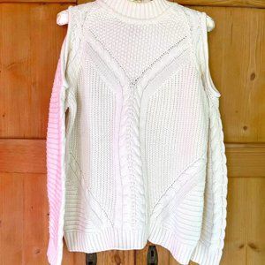 "Cold shoulder" cable knit sweater, size S